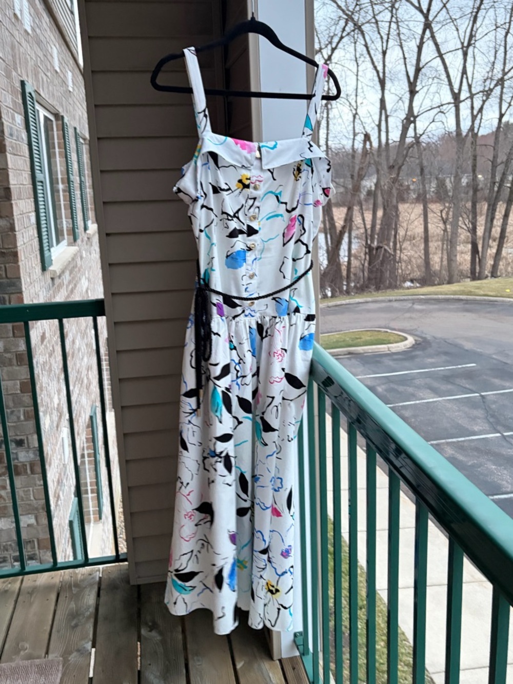 🆕🌸🦋Karl Lagerfeld Paris Floral Midi Cotton Pockets Dress White Summer Size4 6 12 - Picture 3 of 17